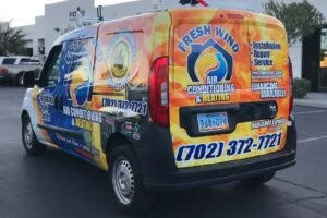 "fresh wind" vehicle business wrap on a van