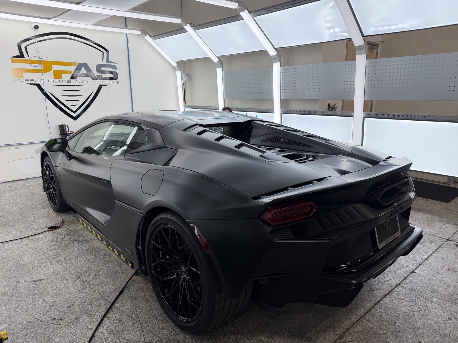 Lamborghini Temerario full-body stealth matte PPF install at Purple Flare Wraps Henderson NV (1)