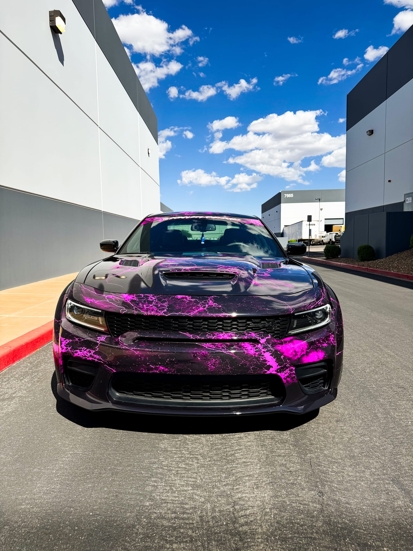 Dodge Charger SRT custom printed wrap installed at Purple Flare Wraps in Henderson