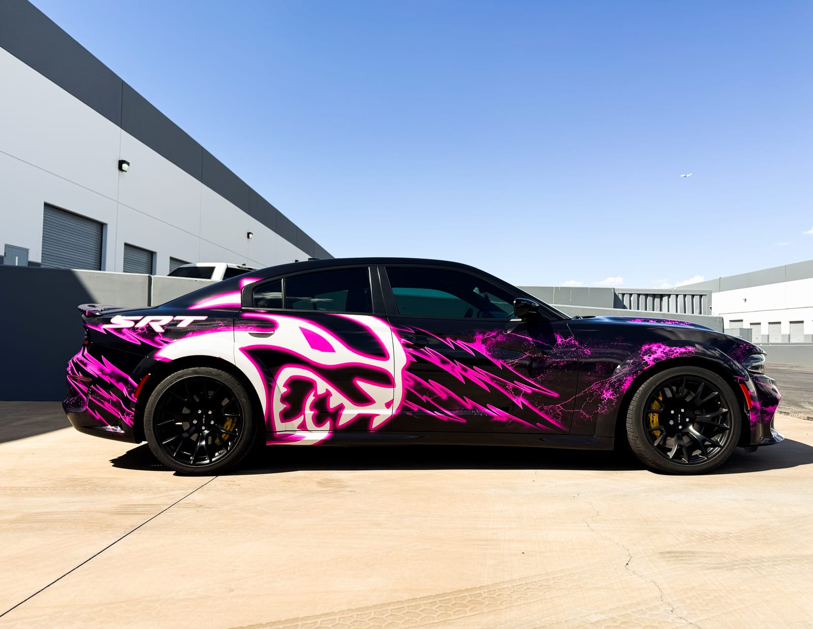 Dodge Charger SRT custom printed wrap installed at Purple Flare Wraps in Henderson