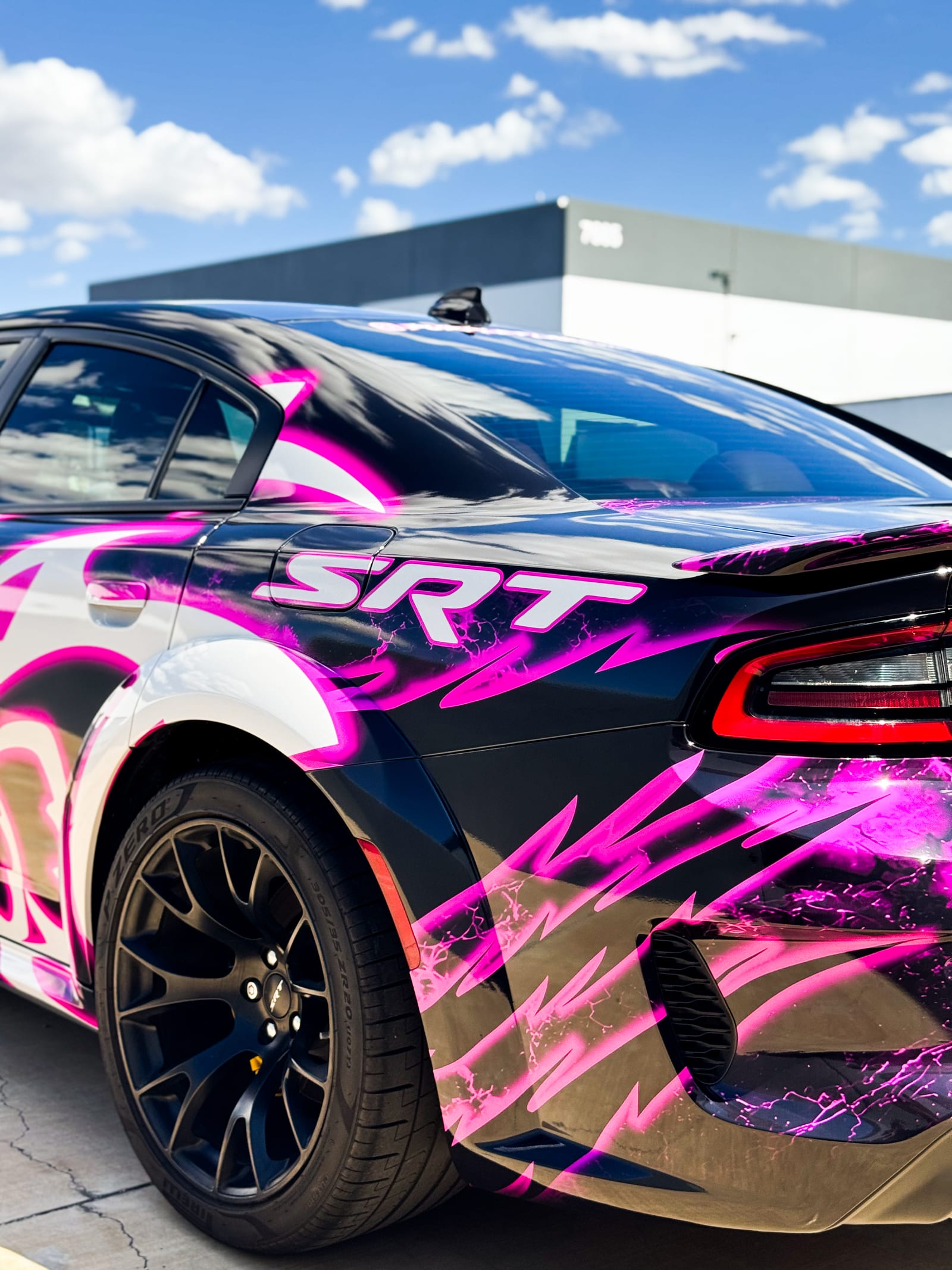 Dodge Charger SRT custom printed wrap installed at Purple Flare Wraps in Henderson
