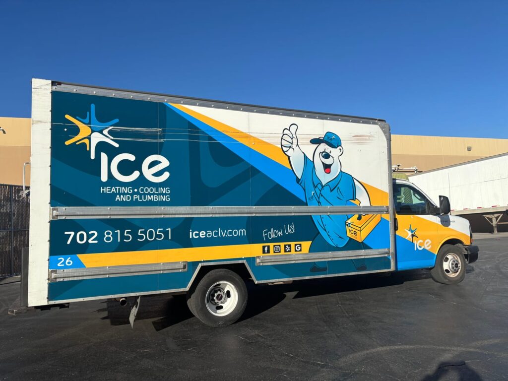 Commercial box truck wrap in Las Vegas by Purple Flare Wraps