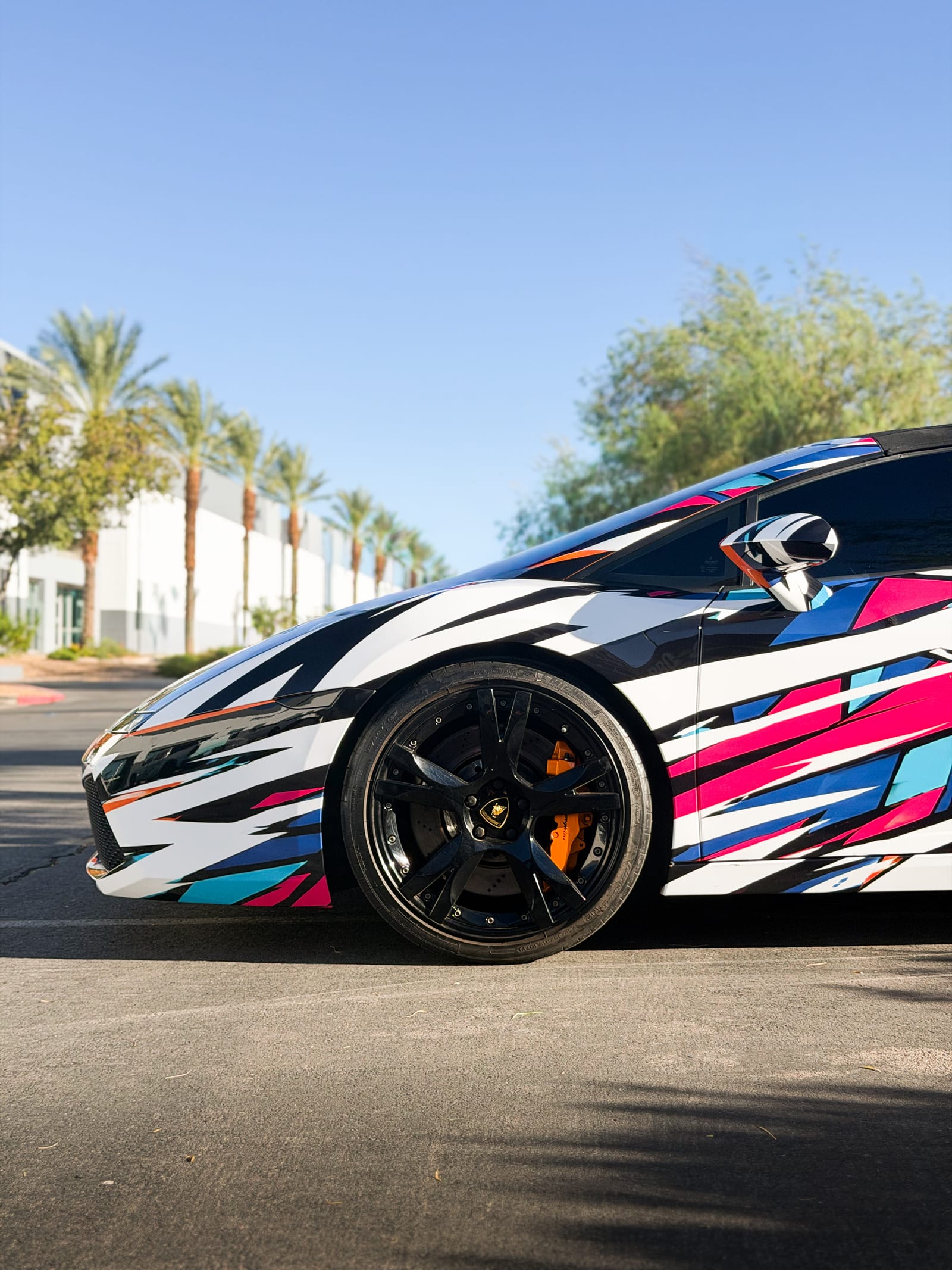Lamborghini custom printed wrap on a 2008 Gallardo at Purple Flare Wraps in Henderson