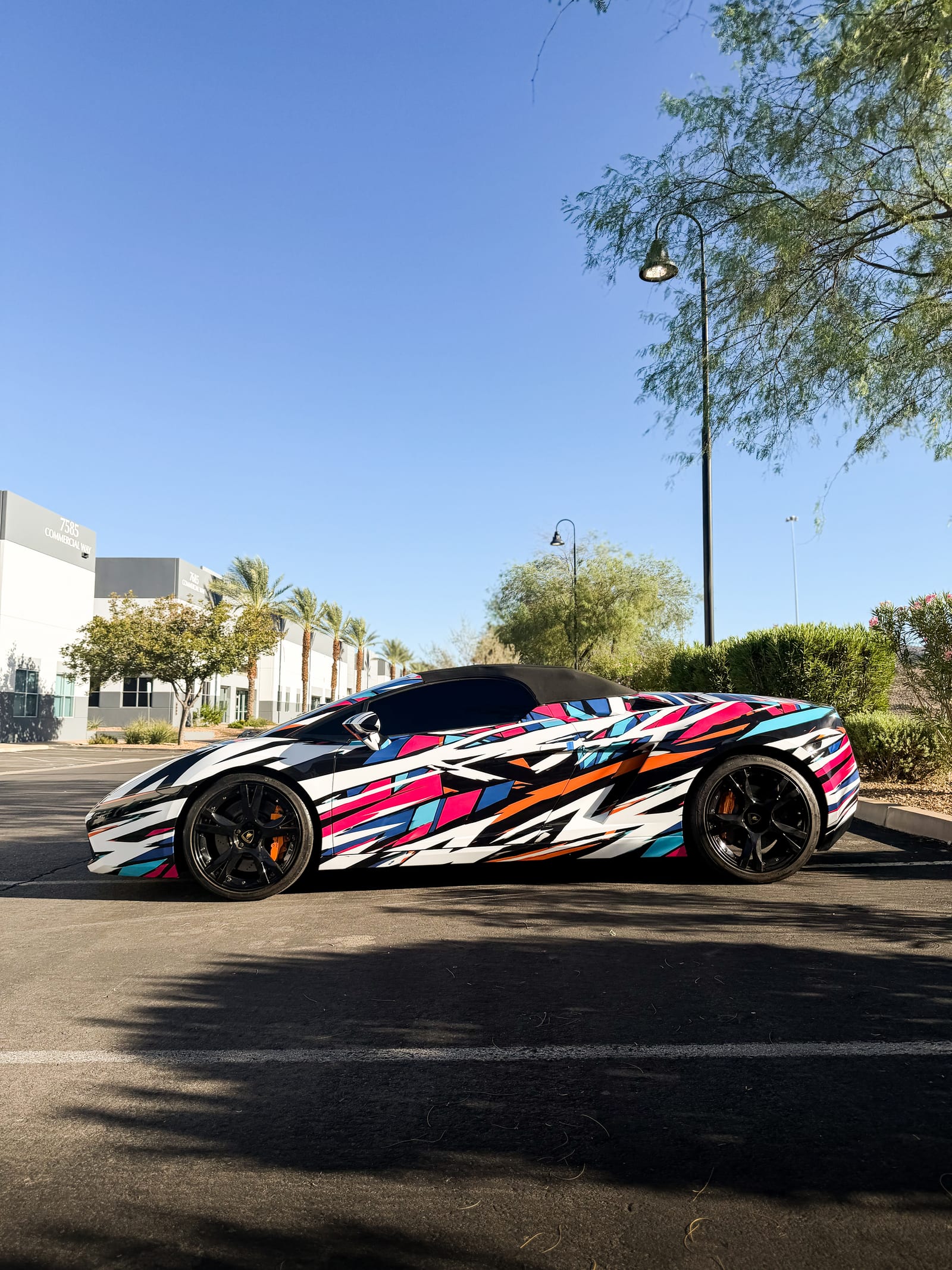 Lamborghini custom printed wrap on a 2008 Gallardo at Purple Flare Wraps in Henderson