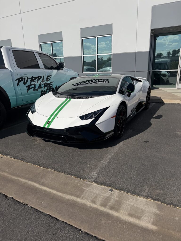 Paint protection film Las Vegas: Lamborghini Huracan STO at Purple Flare Wraps in Henderson NV