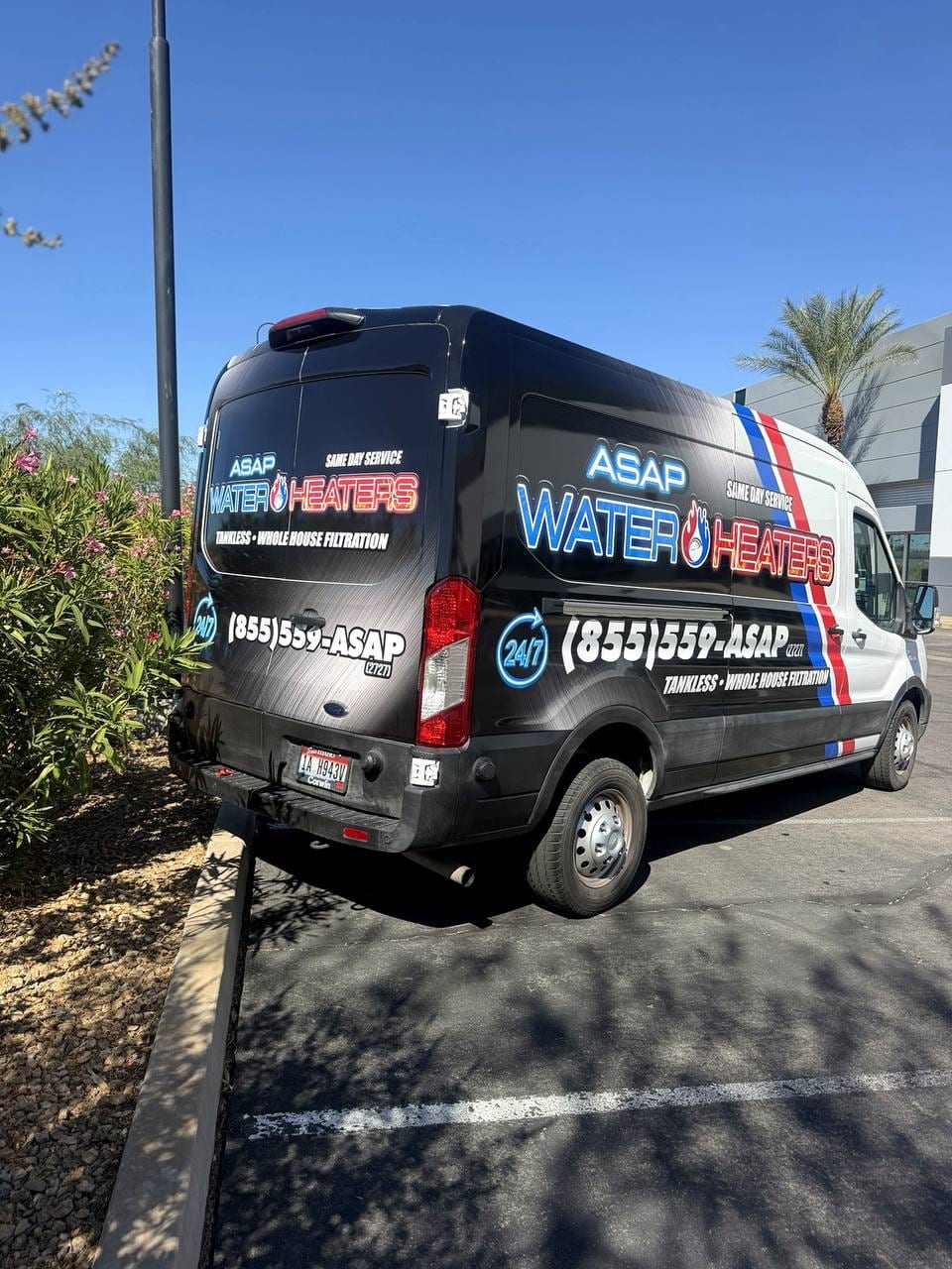 Commercial vehicle wrap install at Purple Flare Wraps in Henderson, NV