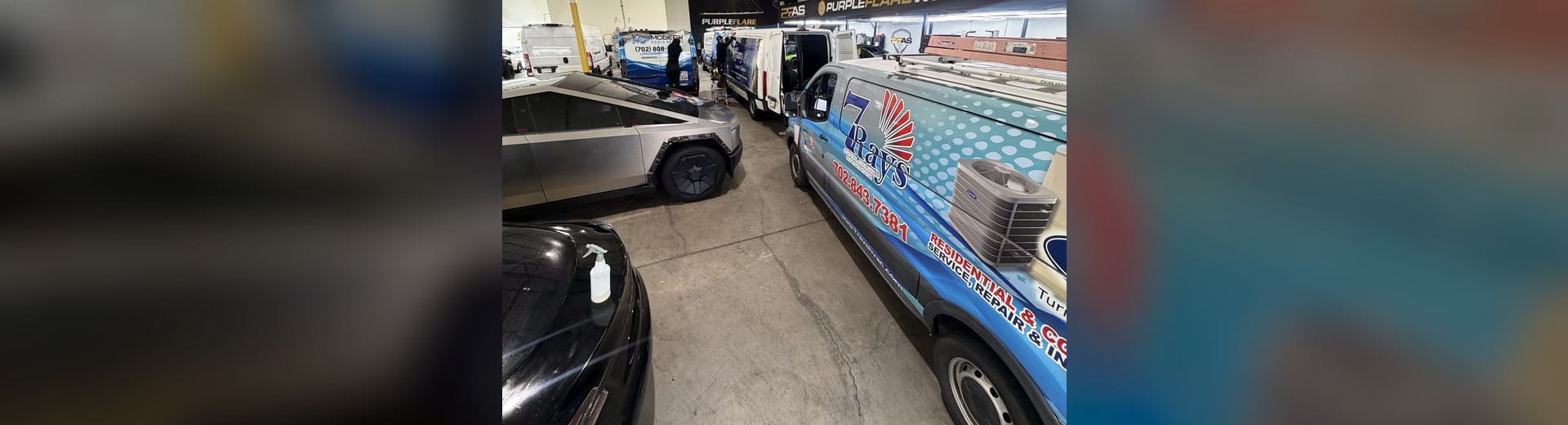 Lineup of three fleet van wraps completed at Purple Flare Wraps in Henderson, NV