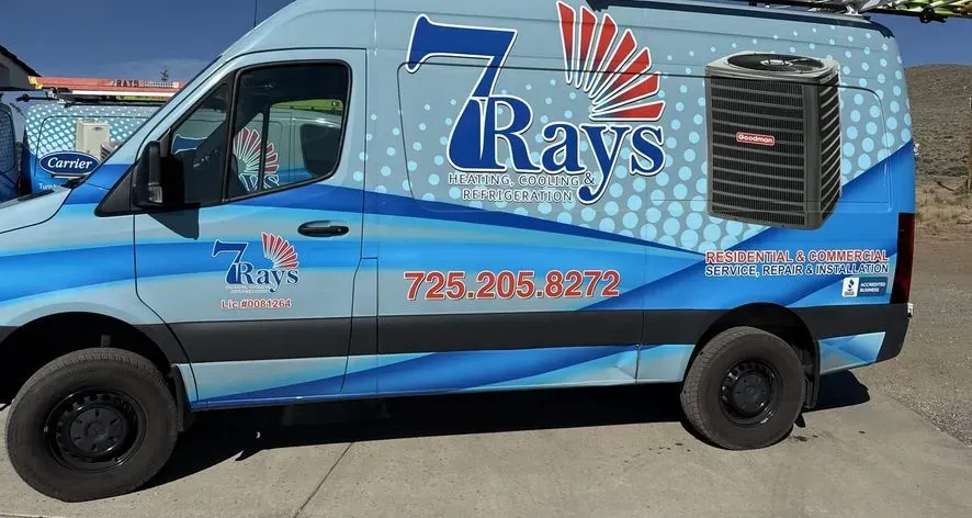 7 Rays heating and cooling Sprinter van with a full printed commercial wrap