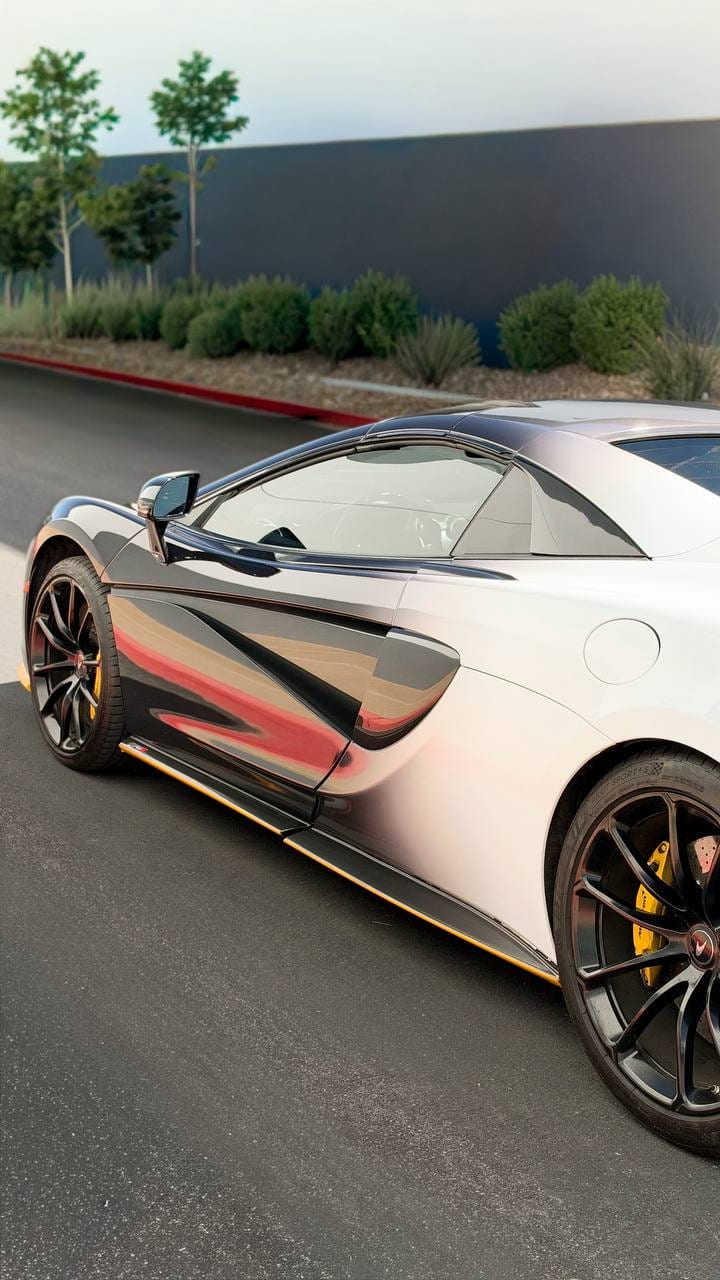McLaren 570S mclaren custom printed wrap with white-to-black gradient at Purple Flare Wraps Henderson