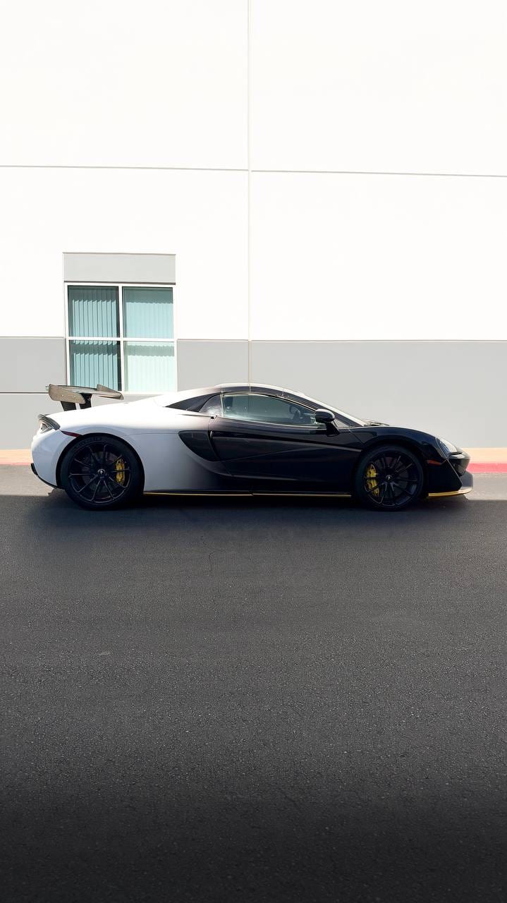 McLaren 570S mclaren custom printed wrap with white-to-black gradient at Purple Flare Wraps Henderson