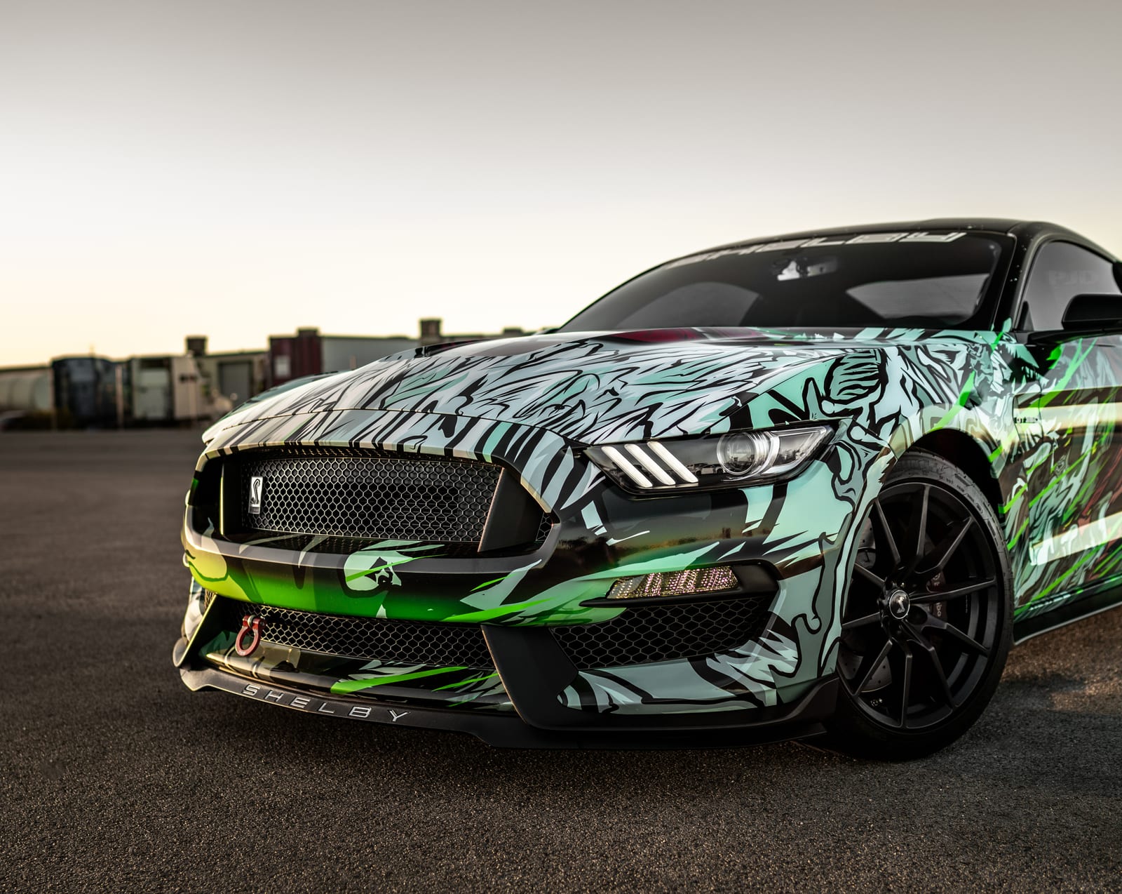Mustang GT Superman-themed mustang custom printed wrap by Purple Flare Wraps in Henderson, NV