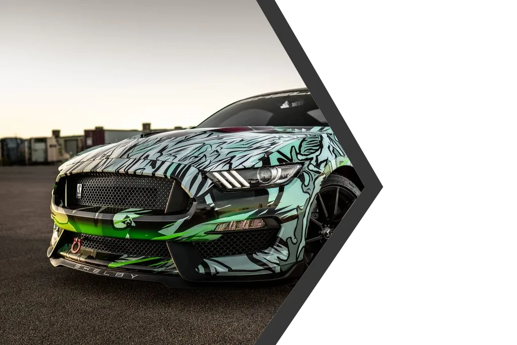 Ford Mustang Shelby GT350 with a custom printed wrap