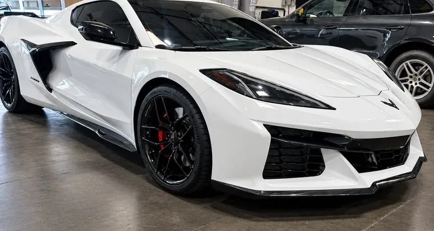 White Corvette Z06 finished at Purple Flare Wraps in Las Vegas